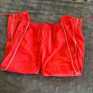 Red Athletic Track Pants with White Piping